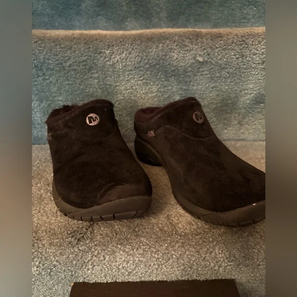 NWT Merrell Clogs ENCORE ICE BLACK SUEDE size 7  Sherpa lined super comfy! - Picture 2 of 8